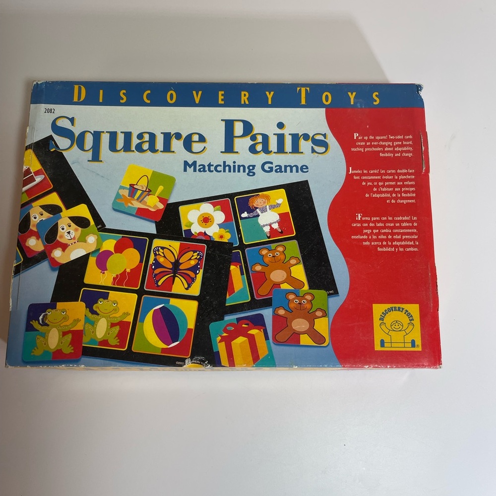 Discovery Toys Square Pairs Matching Game Homeschool Pre-Reading ESL Complete